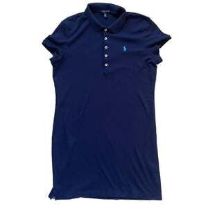 Ralph Lauren Navy Blue Polo Dress, Short Sleeve with Turquoise Logo, Size M